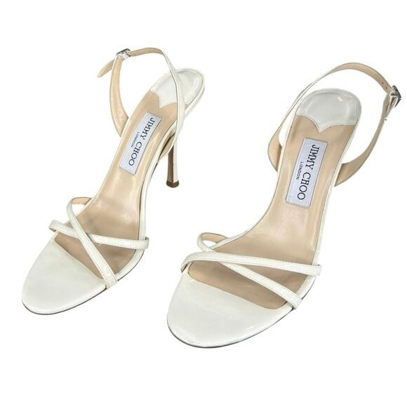 Jimmy Choo Women’s Elsy 70 White Patent Leather Slingback Heels Size 39 US 9 - Picture 6 of 11
